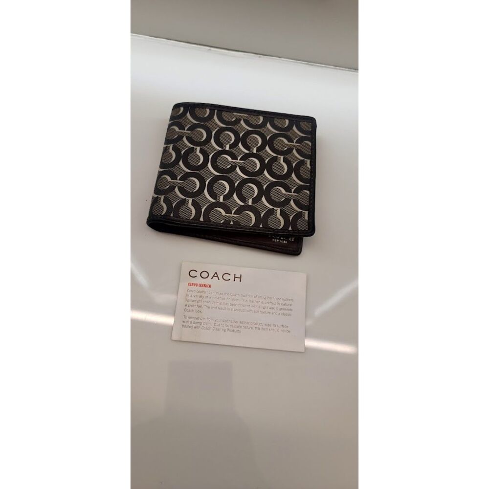 Coach Crosby Op Art Shadow Billfold Wallet Vintage 90s Y2K Mens Leather Luxury